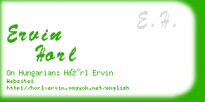 ervin horl business card